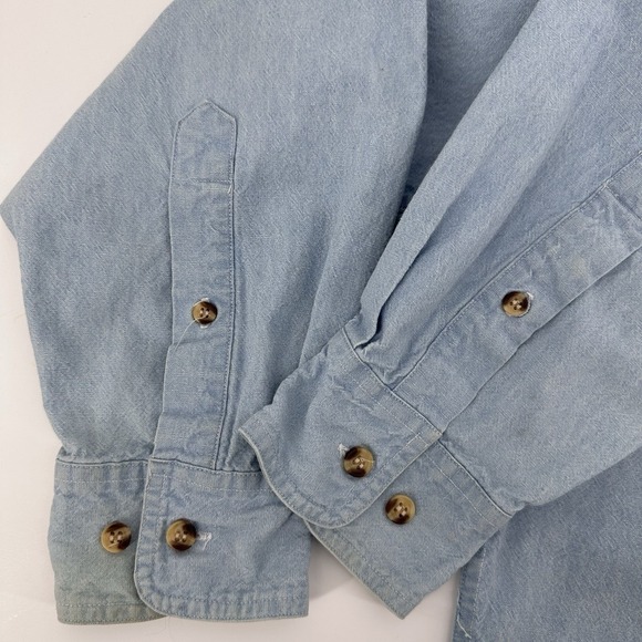 Vintage Looney Tunes Denim Long Sleeve Mens Size M Embroidered Tweety Taz - Picture 9 of 13